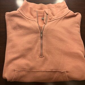 Small, salmon pink, quarter zip from Aerie